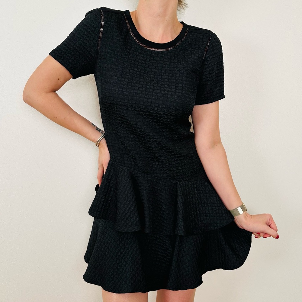 Rebecca Taylor Shortsleeve Pucker Jacquard Dress